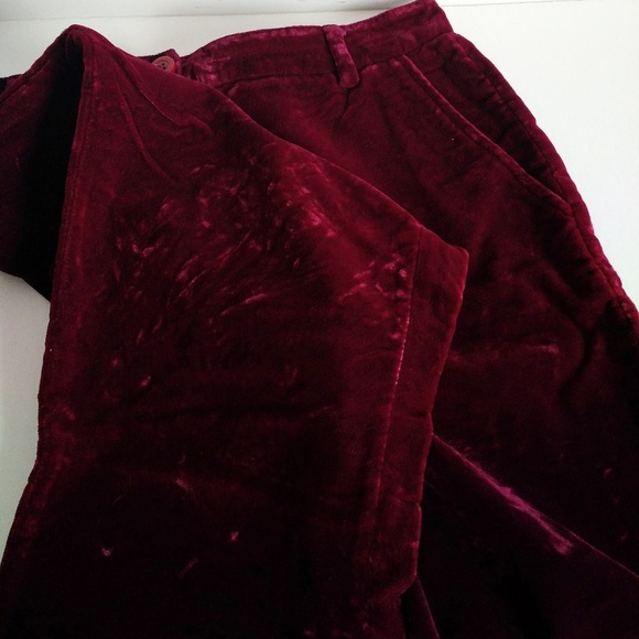 ARMANI JEANS Burgundy Magenta Velvet Pants 2 - 4 - Picture 6 of 8